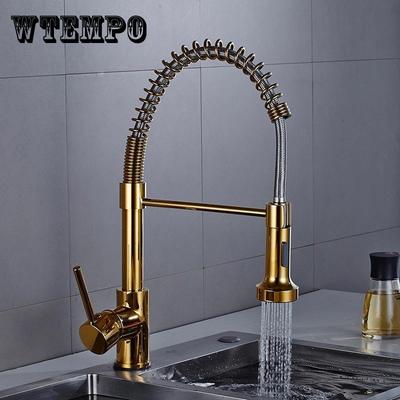 Robinet d'évier de cuisine extractible, pulvérisateur à jet, robinet de cuisine gastronomique, robinet mélangeur de lavabo rotatif, grue chaude et froide, laiton noir or