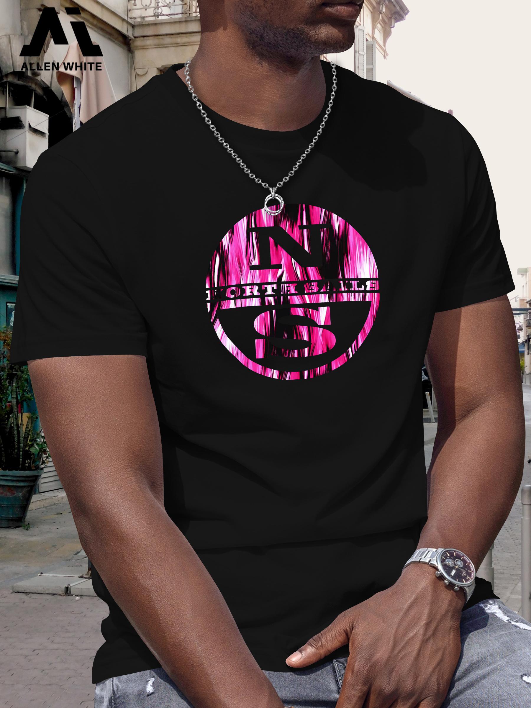 T-shirt - Brown with Pink NS Logo Graphic - Quick-Dry Breathable Fabric - Lightweight Summer Tee for Gym XL