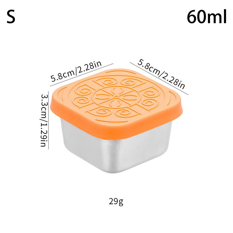 1/2 Pcs Stainless Steel Salad Box Snack Seasoning Container With Silicone Lids Leakproof Stackable Dressing Food Storage Box