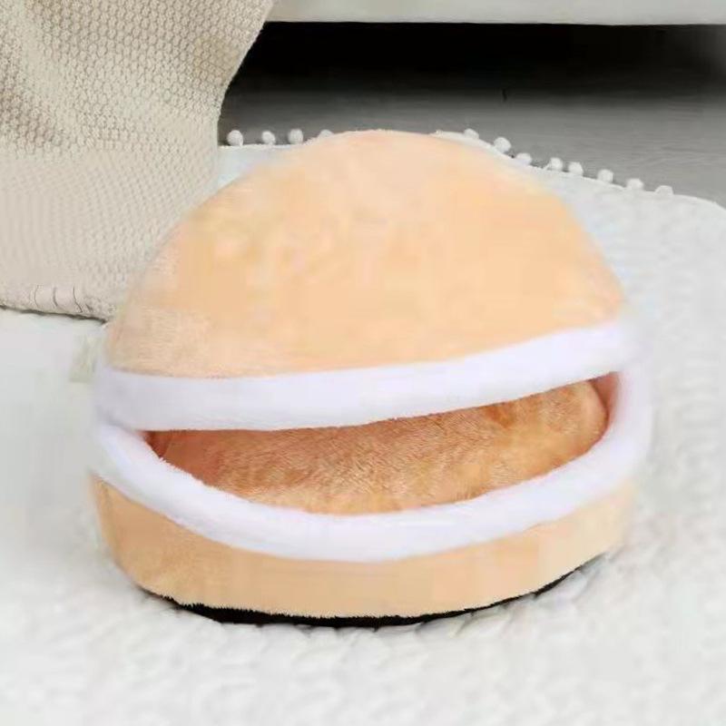 Autumn and Winter Cat Kennel  Removable and Washable Cat Sleeping Bag  Pet Cat Mattress  Hamburger Cat House Four-season Universal Pet House