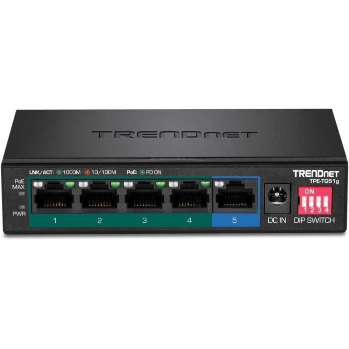 Commutateur - TRENDNET - 5 ports - Gigabit Ethernet - Alimentation par câble