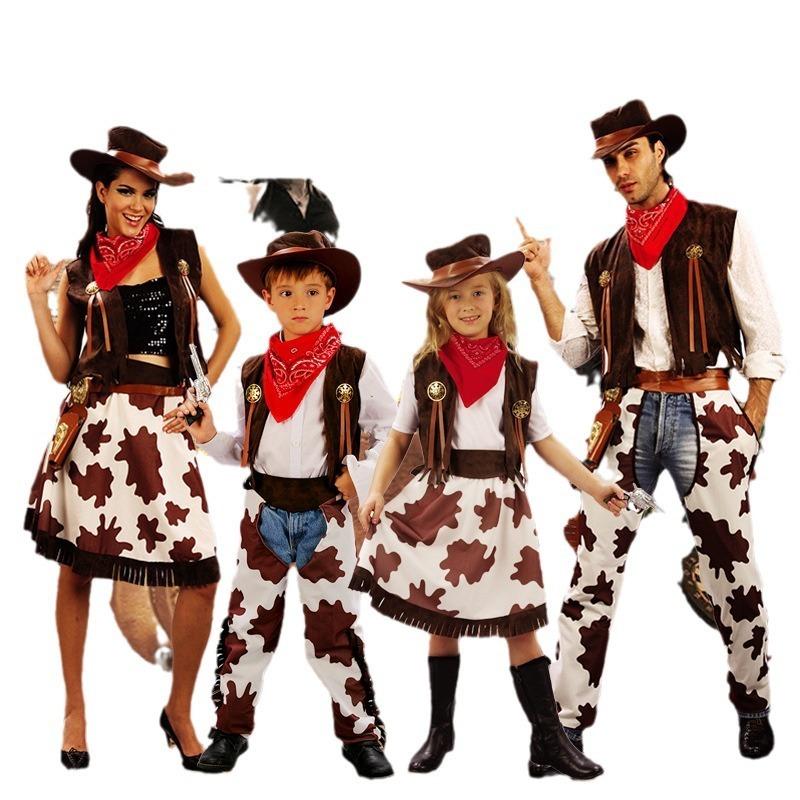 Halloween Costumes, Boy and Girl Cowboys, Shows, Adult Children's Parent-child Performance Suits