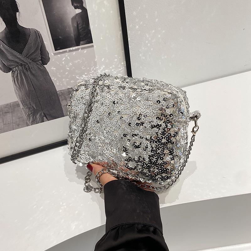 Stylish Sequined Shoulder Bag For Women In Silver Black And Pink Perfect For Casual Outfits