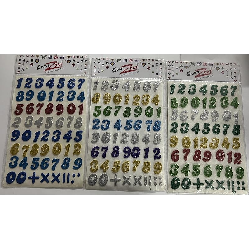 

Eclet Eva Foam Glitter Numerics/Numbers/123 Self Adhesive Stickers for Kids, Children Learning or Art & Craft(Set of 3)