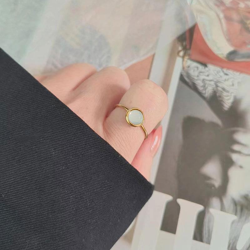New Natural Stone Open Ring For Women Niche Design High End Light Luxury Minimalist Band