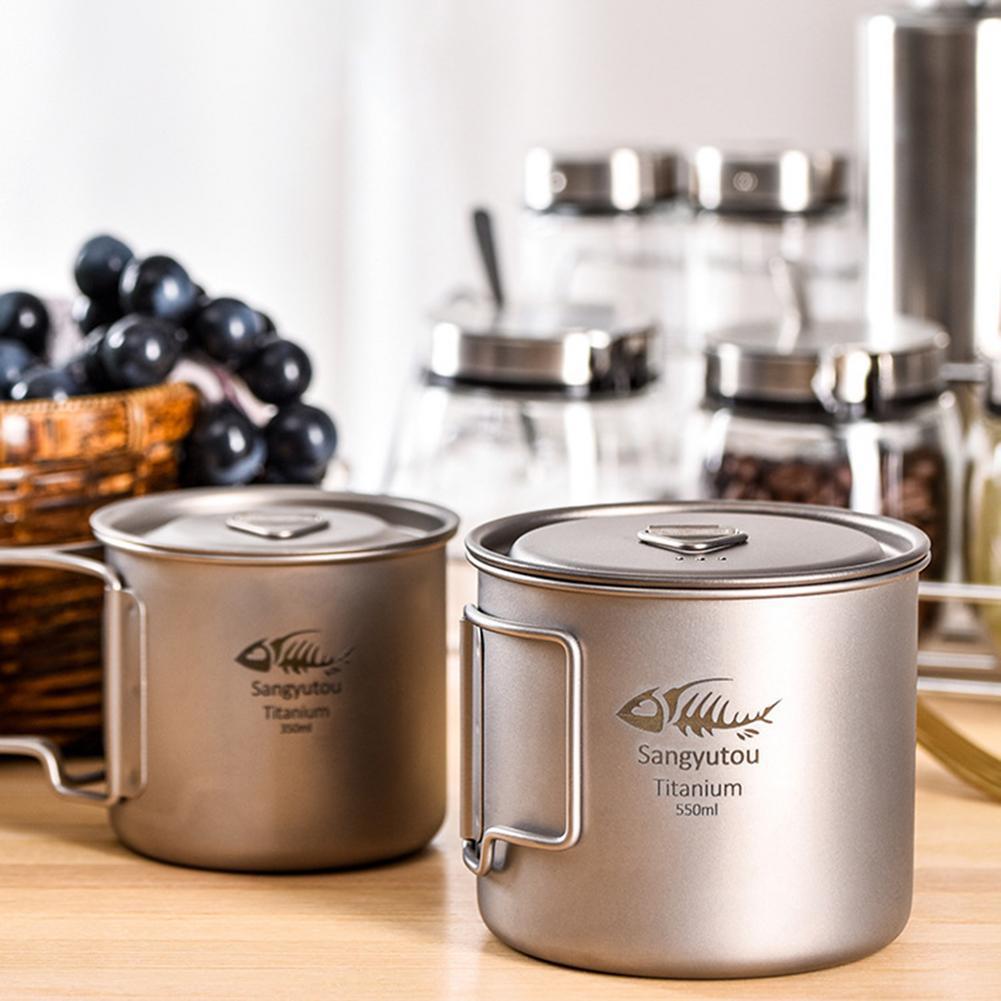 450/550/650ml/750ml Portable Outdoor Water Cup Ultralight Large-capacity Single-layer Pure Titanium Camping Mug