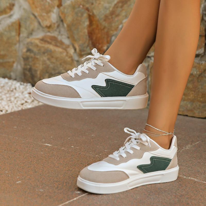 Mode Damen Flats Herbst Neu Runde Zehenpartie Tiefer Ausschnitt Farblich passend Zum Schnüren Leichte Weiche Sohle Rutschfest Sportschuhe