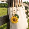 Girasole all'uncinetto in cotone Ciondolo Borsa in tessuto Cordino Fascino Portachiavi lavorato a maglia carino Decorazione per borsa