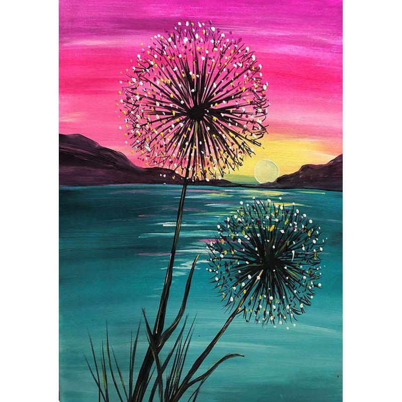 Diamond Embroidery Seaside Sunset Scenery Diamond Painting Light Full Round Mosaic Diy Art Handmade For Adults