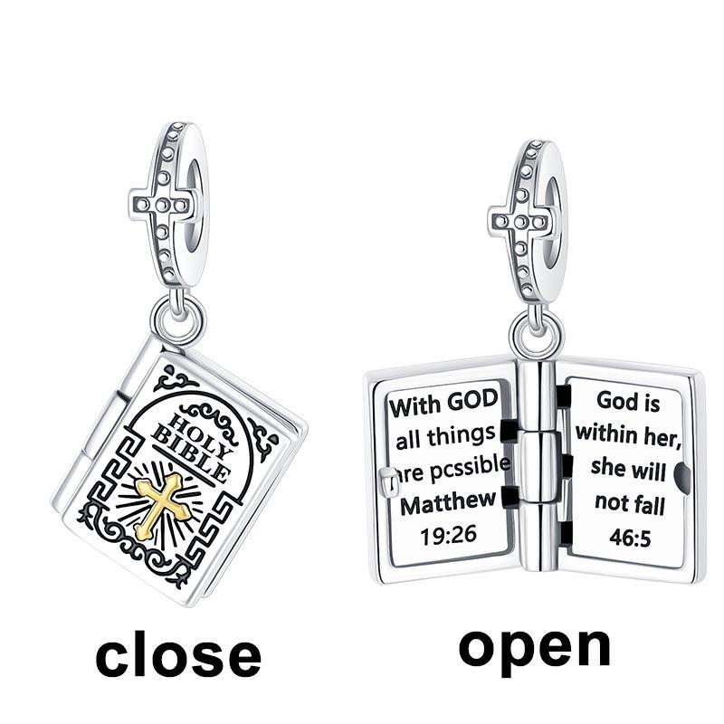 Copper Wings Sister Cross Pendant Charms Fit Original 4Mm Aperture Bracelet Charm Beads Necklace Diy Female Jewelry