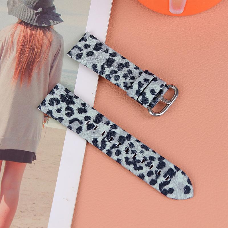 Leopard Texture Genuine Cowhide Leather Watch Band Strap Replacement for Fitbit Versa/Versa 2/Versa Lite/Versa SE