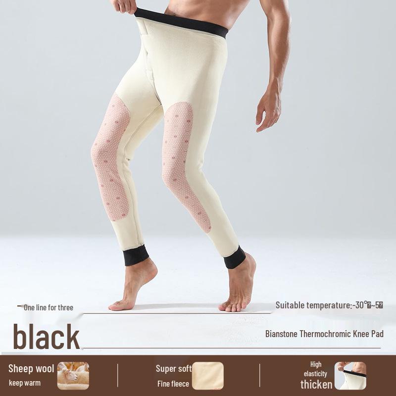 

Мужские термобрюки с флисовой подкладкой, облегающего кроя: Теплый, с высокой талией, защита коленей для осени/зимы. XL (Suitable for 75-95 kg)