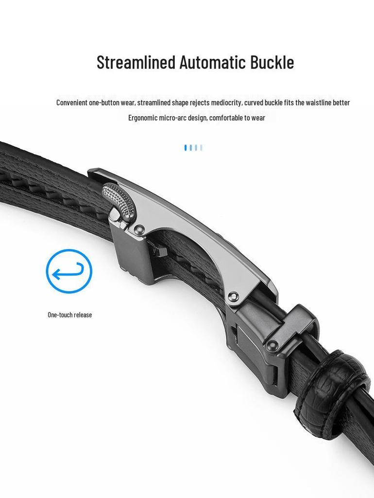 Men's Crocodile Pattern Cowhide Belt with Alloy Automatic Buckle - Versatile and Casual.