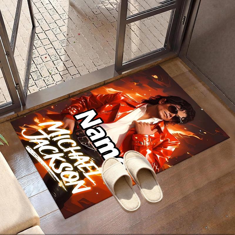 Custom Name Personalized Michael Jackson Print Carpet, Versatile Home Decor Rug, for Playroom, Apartment, Balcony, Entryway, Hallway Gift