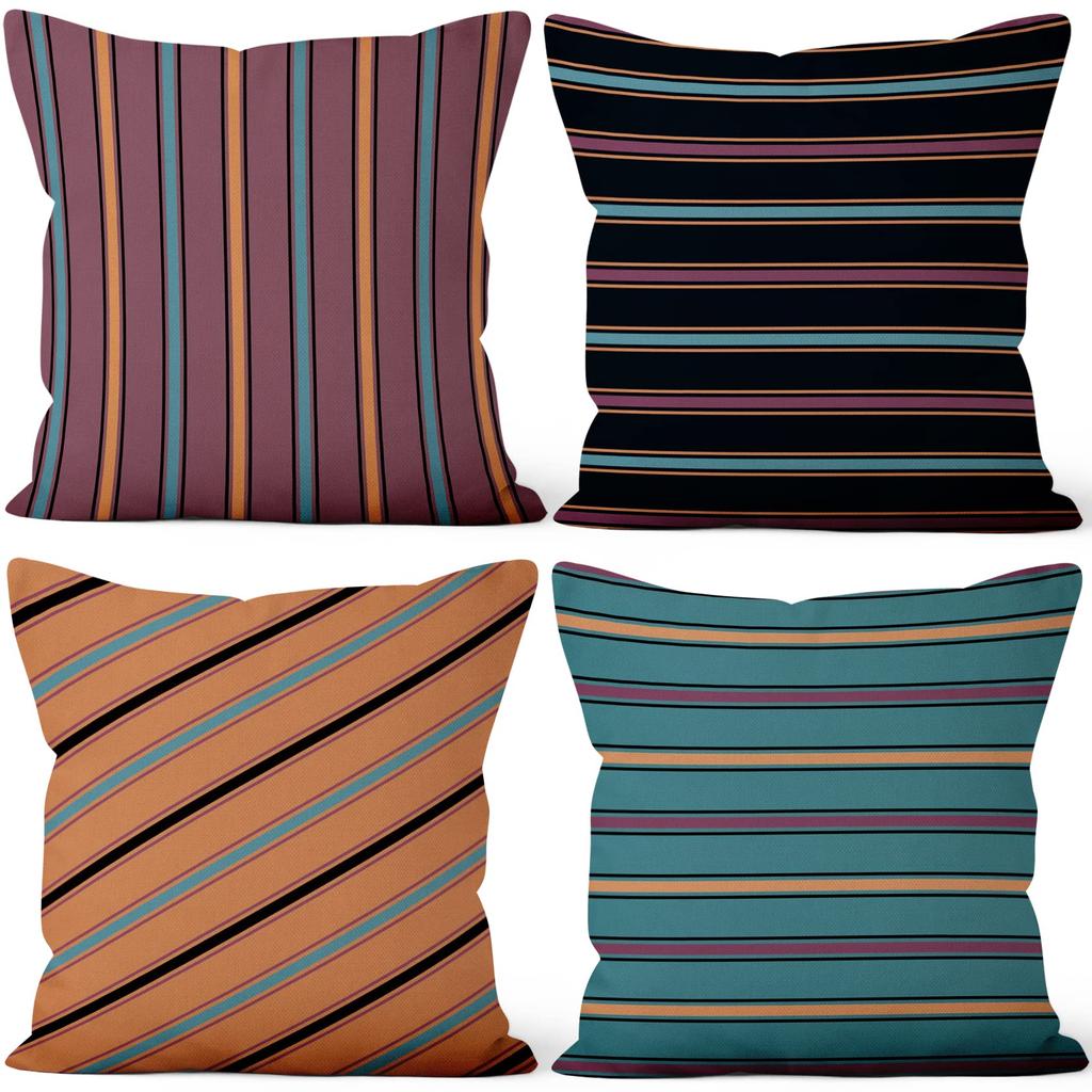 4Pcs Linen Throw Pillow Covers 45X45Cm Soft Decorative Cushion Cases For Sofa Bedroom Living Room Home Decorzippered Pillowcases