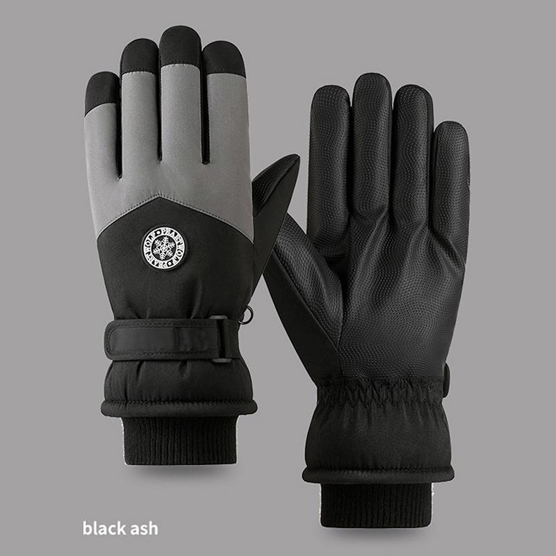 Winter Unisex Snowboard Ski Gloves Pu Leather Non-Slip Touch Screen Waterproof Motorcycle Cycling Fleece Warm Snow Gloves