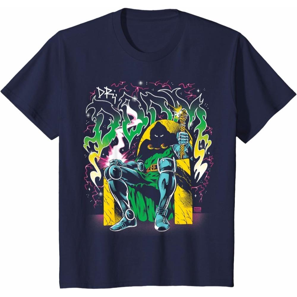Dr Doom Marvel TShirt Unisex Short Sleeve Hip Hop Street Style Soft Cotton Oversized Fit Crew Neck Trendy Top for Men Women