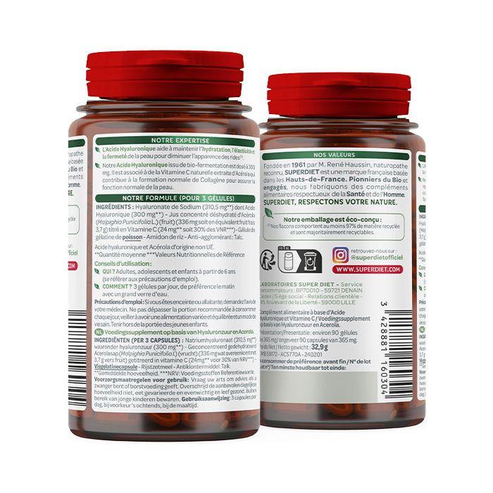 Superdiet Peau Acide Hyaluronique et Vitamine C Naturelle - Cure de 30 jours