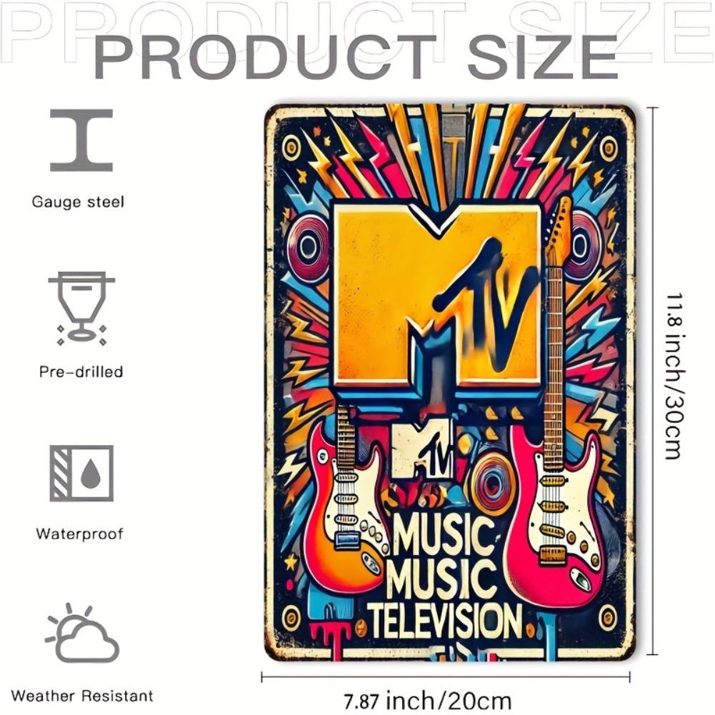 

Декор комнаты 1 шт. Жестяной логотип в стиле ретро - Железо, Ретро винил MTV, Металл в деревенском стиле - Идеально для украшения стен в домах, барах, кафе 20x30cm（7.8x11.8inch）