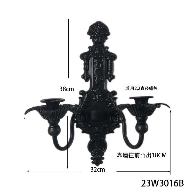 Luxuriöser Vintage Schwarzer Eisen Doppelkerzenhalter Wandmontiert Rustikales Heimdekor für Esszimmer Hochzeit Beleuchtung