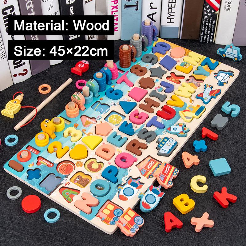 Busy Board Montessori Wooden Toys Kids Animal Math Fishing Numbers Matching Digital Shape Educational Toys For Children Gifts
