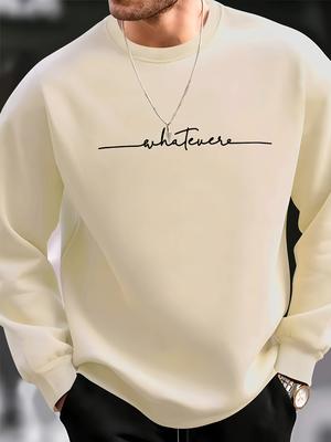 Fashionable Casual Men's Autumn and Winter Loose and Simple Letter Printed Long Sleeved Round Neck Sweatshirt