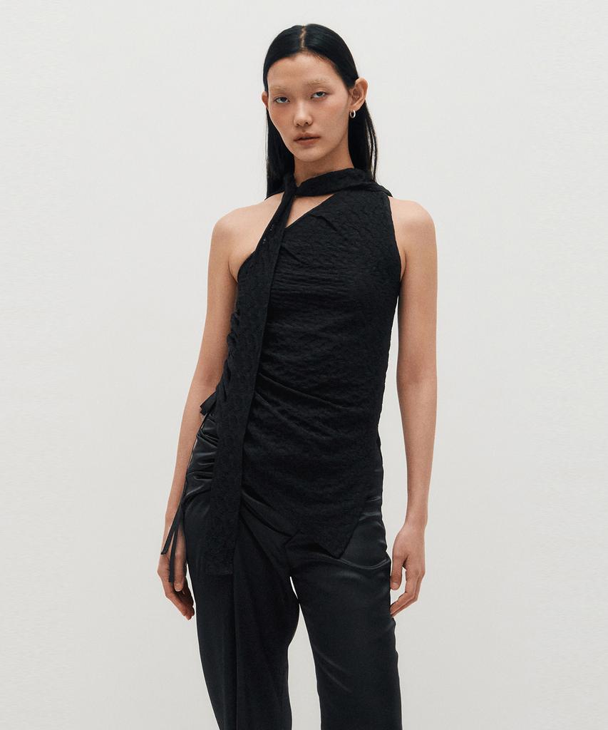 Kimjisu Satin Draped Trousers _ Black