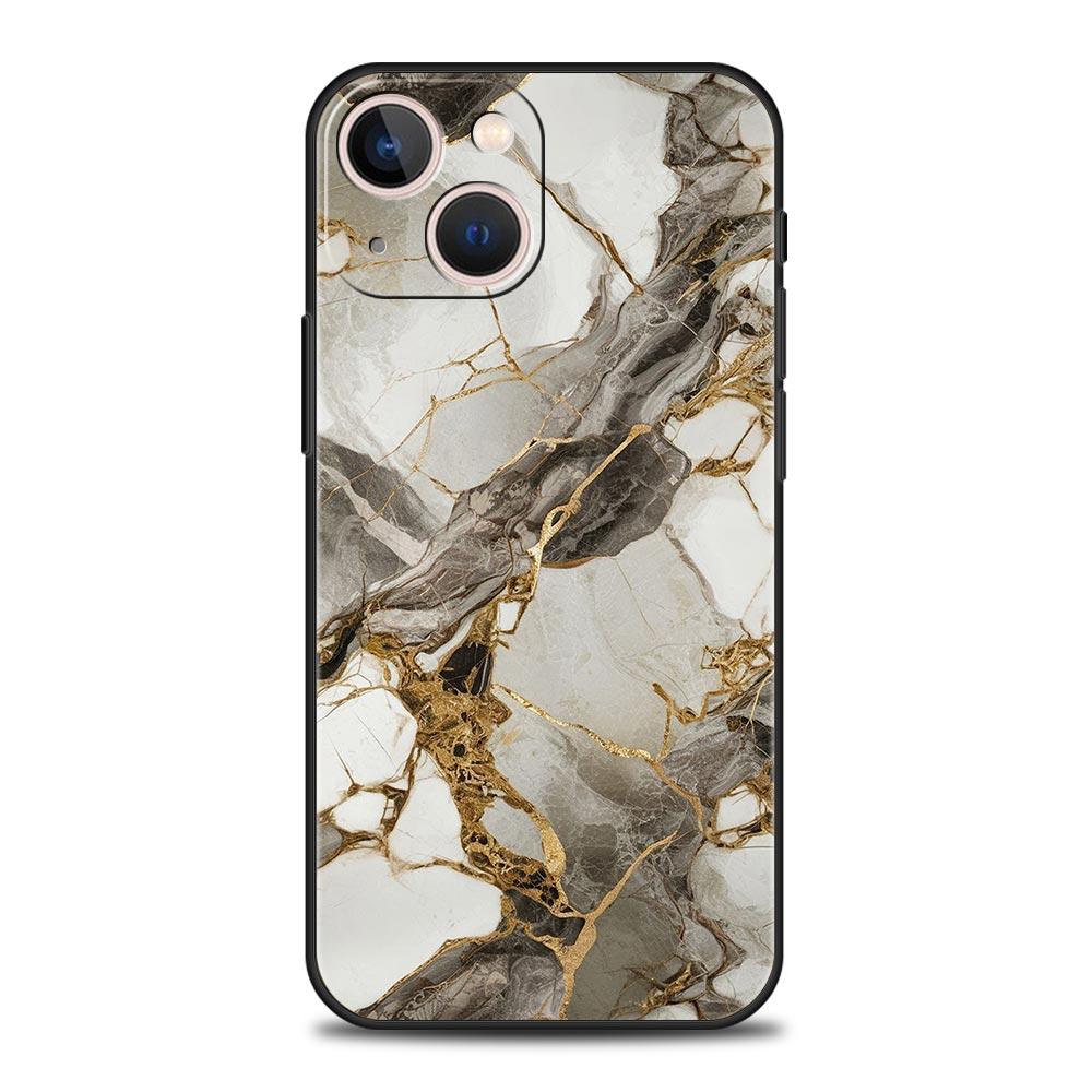 Watercolor Marble Phone Case For iPhone 17 16 15 Pro Max 11 12 13 14 7 8 Plus SE 2020 X XR XS Cover Soft Black