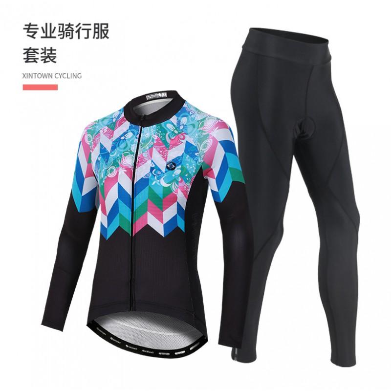 Womens Cycling Long Set Breathable Jersey Bib Shorts Lightweight Performance Ride Wear