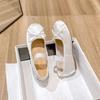 Single Shoes New Heightened Satin Bow Word with Light Mouth Ballet Mary Jane Women's Shoes