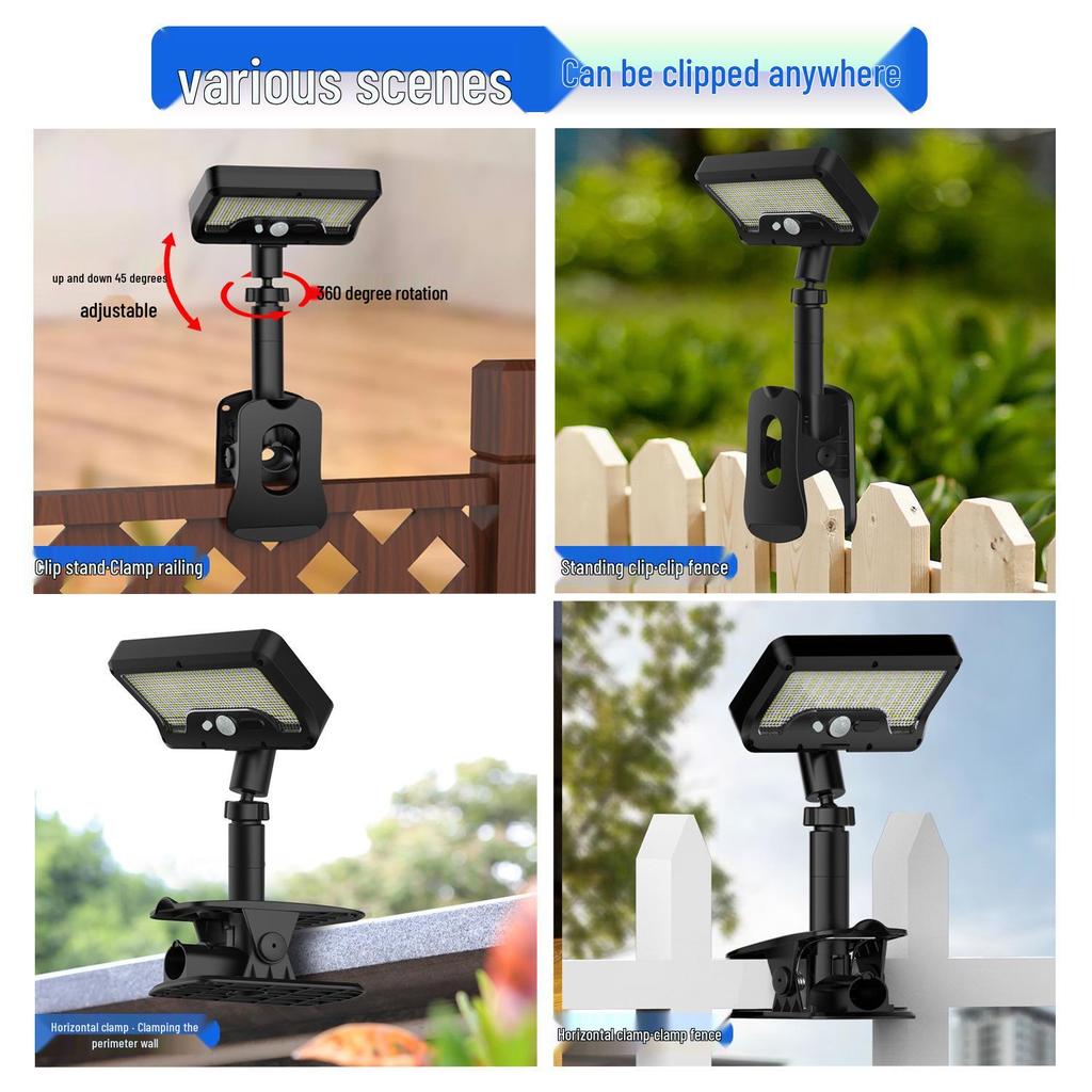 Solar-Powered Dual-User Clip-on Outdoor Wall Lamp with Remote Control