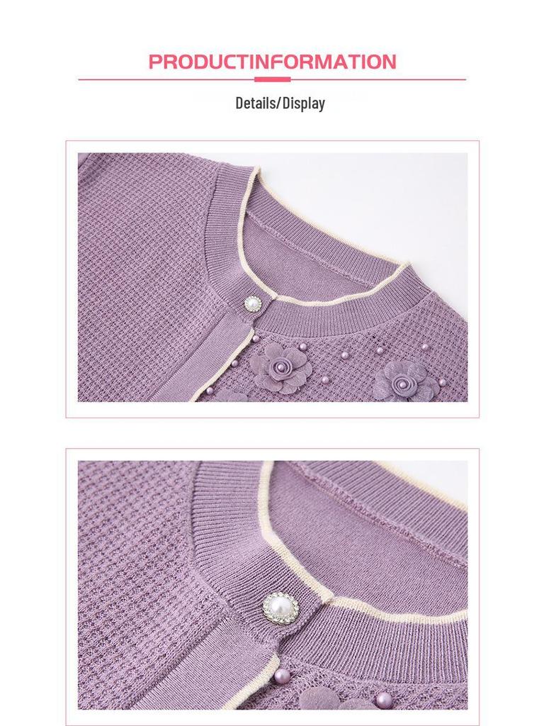 2025 New Style Grandma's Knitwear: Spring & Autumn Long Sleeve Pullover for Middle-Aged & Elderly Women