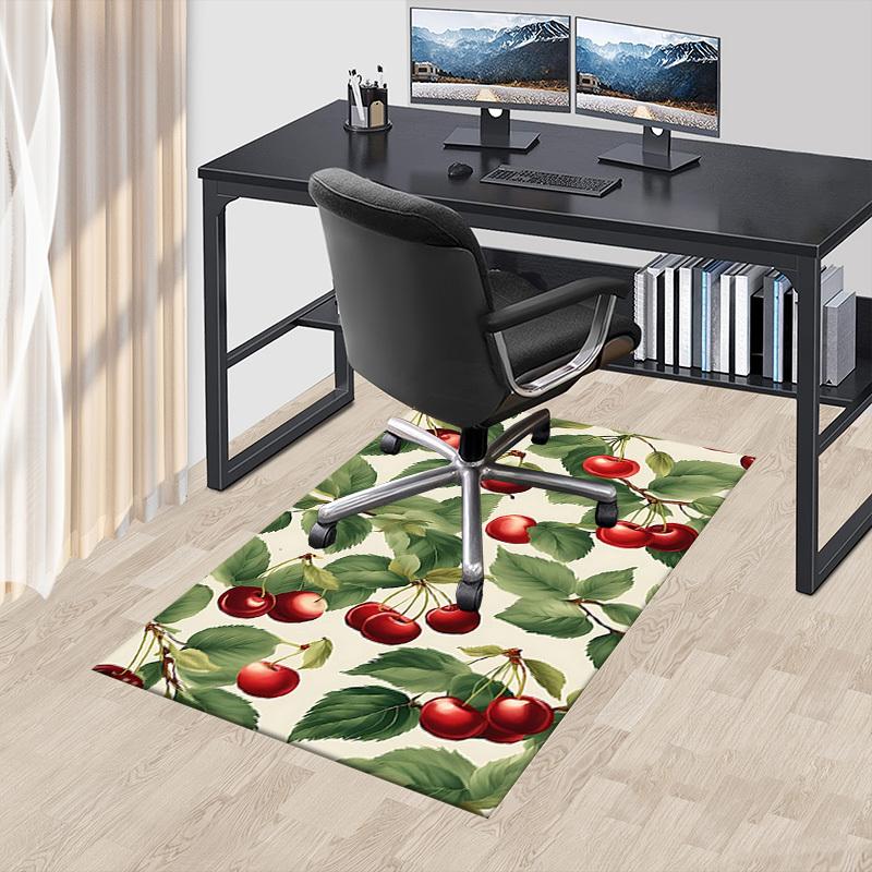 1PC Cherries Leaves Non-Slip Floor Carpet Compatible for Office&Living Room&Bedroom&Dining room - Flat- Soft & Pattern, Vibrant Colors-W230