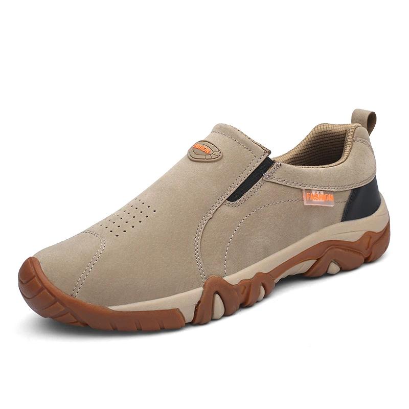 Fashion Men's Casual Sneakers Fashion Leather Breathable Outdoor Hiking Shoes Men Non-Slip Trekking Shoes Mens Moccasins Zapatos Hombre