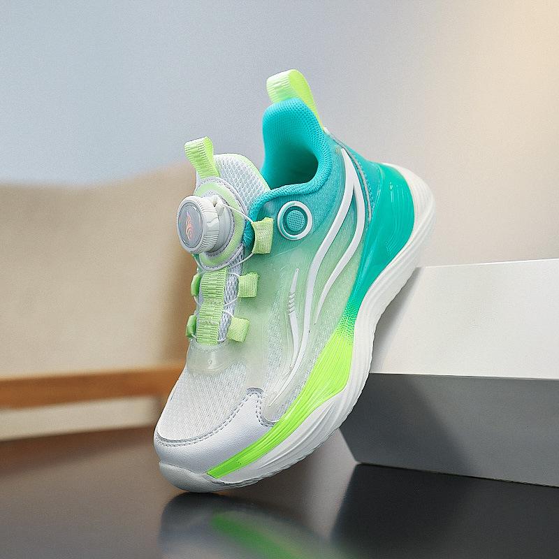 Boys' Sports Shoes 2025 Spring and Autumn Mesh Rotating Button Girls Luminous Trend Lightweight Shock-absorbing Sports and Leisure Shoes