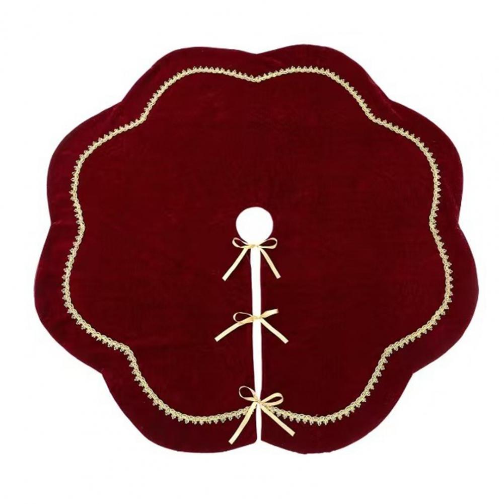 

Festive Tree Skirt Luxurious Velvet Christmas Tree Skirt with Gold Lace Trim Rustic Holiday Decor for Indoor Parties Sparkling S червоний