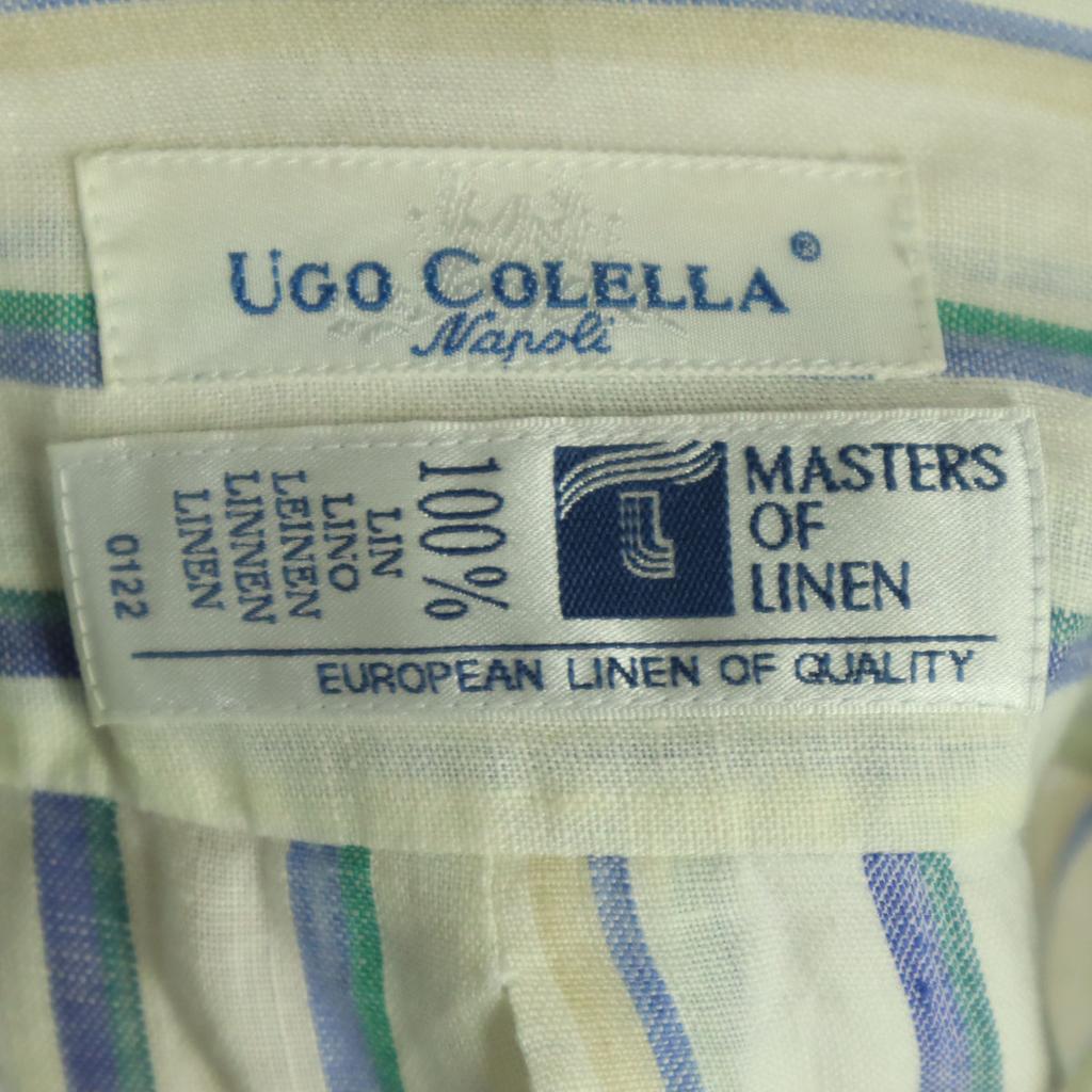 UGO COLELLA Striped Pattern Long sleeve Button down Linen shirt S Men's Used