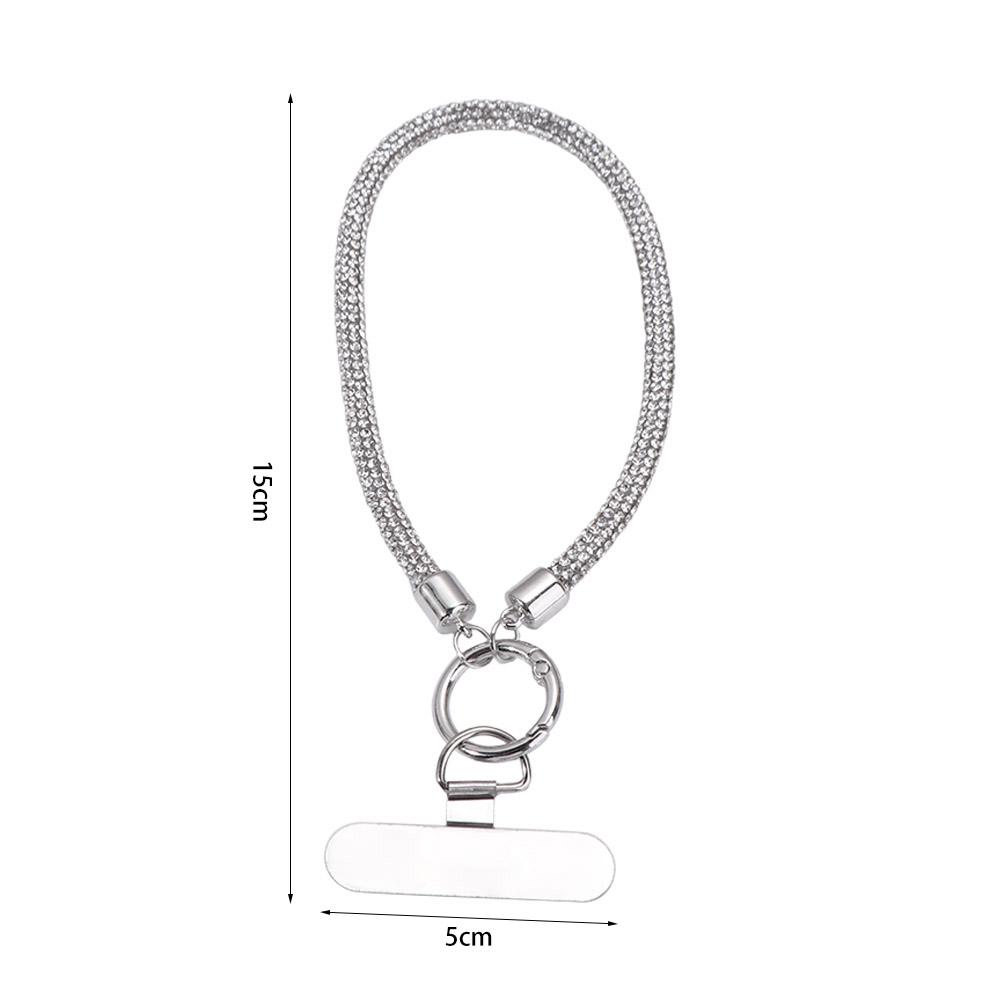 Diamond Luxury Phone Lanyard Metal Clip Bold Rhinestone Full Diamond Lanyard Short Pendant Sturdy Design Universal Phone Lanyard