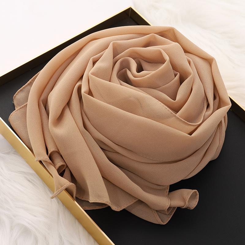 Muslim Hijab Scarf With Zipper Plain Bubble Chiffon Ready To Wear Veiled Hijab Wrap Solid Shawls Headscarf Turban Ramadan