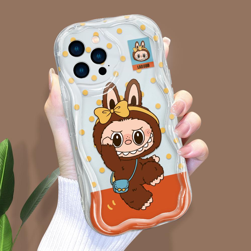 Cartoon Pattern Cream Texture Casing Wavy Edge Soft Silicone Cover Phone Case for IPhone Samsung Huawei Honor Xiaomi Redmi Infinix Tecno