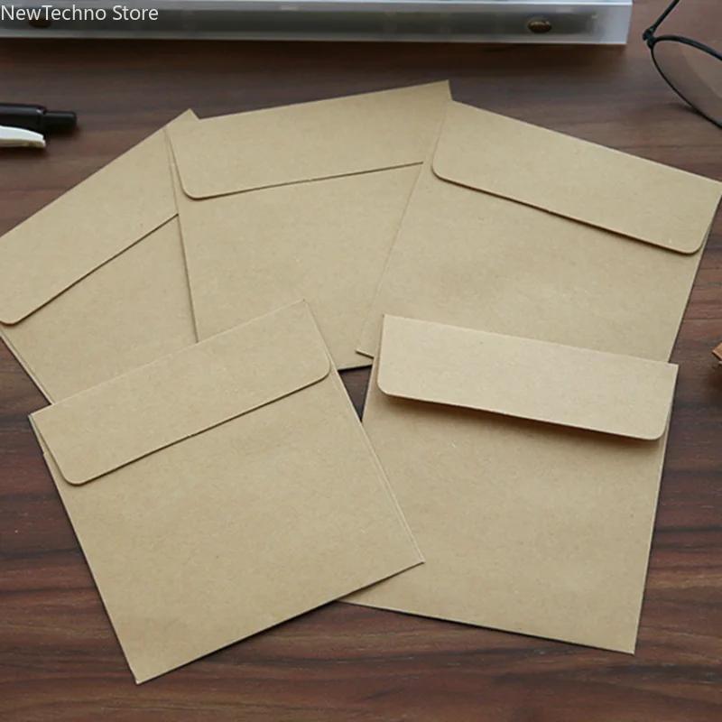 10 Stück quadratische Mini-Blanko-Umschläge aus Kraftpapier in Bonbonfarbe für Mitgliedskarten, kleine Aufbewahrungspapierumschläge für Grußkarten, 10 x 10 cm
