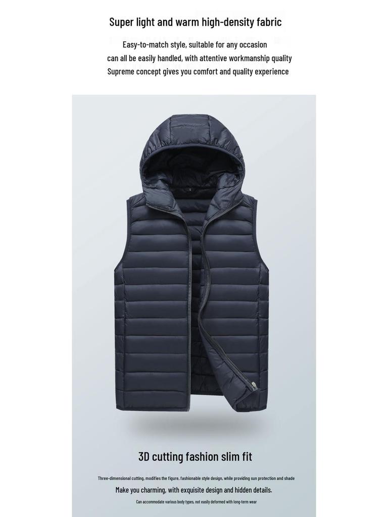 Men's Winter Hooded Down Cotton Vest Waistcoat