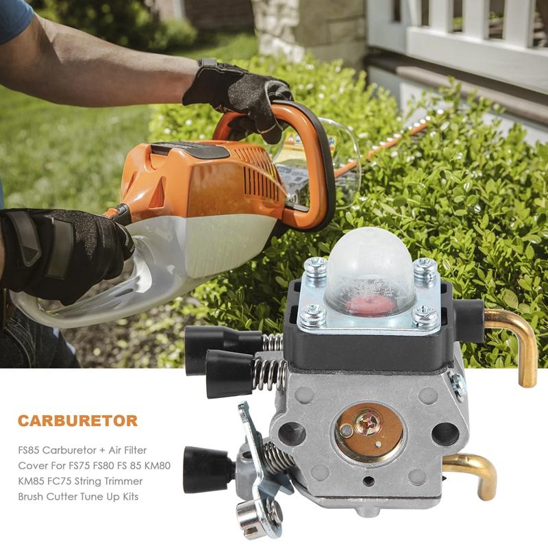 FS85 Carburetor + Air Filter Cover For STIHL FS75 FS80 FS 85 KM80 KM85 FC75 String Trimmer Brush Cutter Tune Up Kits