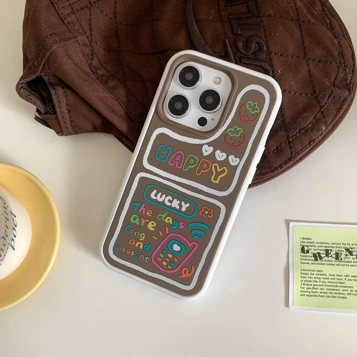 

Мягкая силиконовая задняя крышка с милыми граффити и рисунком мультфильма для iPhone 14 13 12 11 Pro Max, противоударный чехол для телефона 2-в-1, новинка для девочек iPhone11