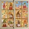 9 Sheet Fall Window Clings For Glass Window, Double Sided Reusable Peel And Stick Removable Thanksgiving Gnomes Leaves Window Stickers For Living Room