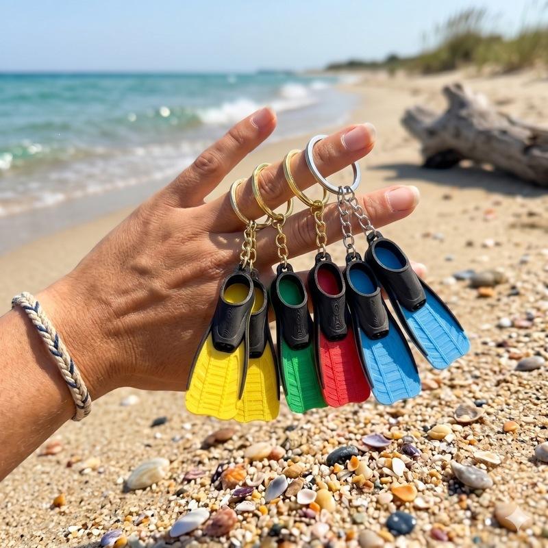 1Pcs 3D Printed Mini Diving Fin Key Chain Flipper Keyring Diver Diving Gift Novelty Summer Beach Swimming Pendant For Bags