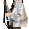 SECOND ROOTS Sleeve Casual and Relaxed Women's Two-Line Hoodie, Cute, Fit, Stretch, Gray, 5S-R07-GY2XL