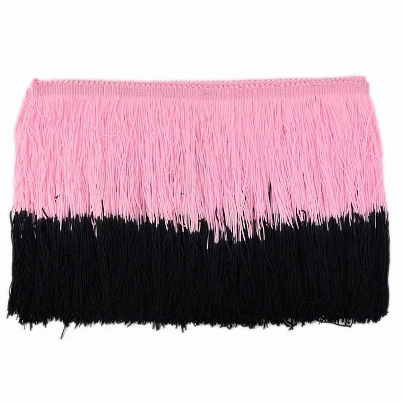 Meetee 2/3/5M 20cm Coloured Fringe Tassel Clothing Curtain Lace Trim Webbing Ribbons for Sewing Latin Dress Fabric Accessories