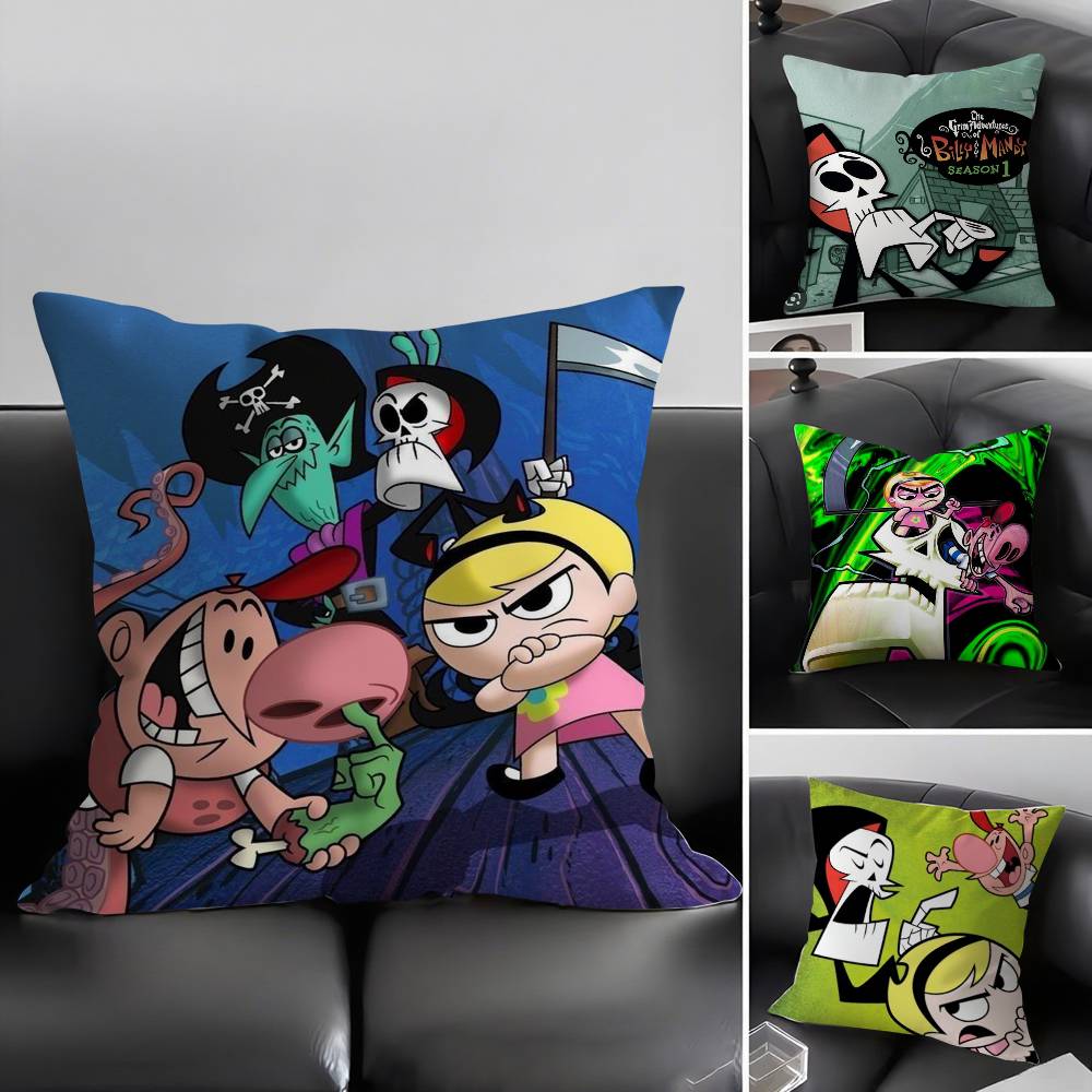 B-Billy & Mandy'sAdventure Pillow Case Home Dorm Chair Back Short Plush Double-sided Printing Office Nap Time Cushion Cover