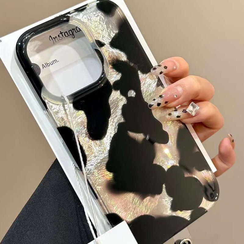 Gradient Ink Marks Laser Phone Case For Phone 17 Air 16 15 14 13 12 11 Pro Max XS XR 7 8 Plus Stylish Leopard Print Bumper Cover